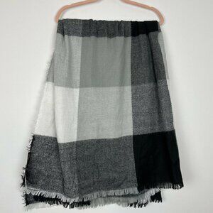 Charlotte Daniel Buffalo Plaid Black White Blanket Scarf 56x 56” NWT